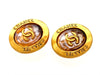 Vintage Chanel earrings CC logo round clear glass