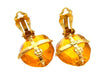 Vintage Chanel earrings CC logo orange plastc stone