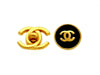 Vintage Chanel earrings CC logo black round