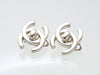 Vintage Chanel earrings CC logo turnlock silver color