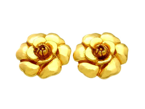 Vintage Chanel earrings large camellia flower