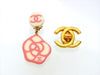 Vintage Chanel earrings camellia dangle plastic
