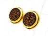 Vintage Chanel earrings logo brown glass stone
