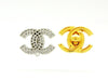 Vintage Chanel earrings punched CC logo silver color