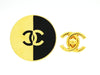 Vintage Chanel earrings CC logo black gold