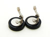 Vintage Chanel earrings logo black round