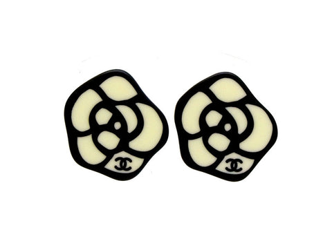 Vintage Chanel earrings plastic camellia