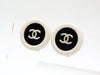 Vintage Chanel earrings CC logo white black
