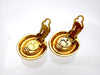 Vintage Chanel earrings logo gold stone