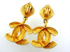Vintage Chanel earrings quilted CC logo dangle