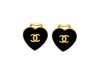 Vintage Chanel earrings CC logo black heart