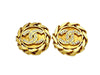 Vintage Chanel earrings CC logo rhinestone round
