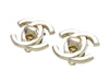 Vintage Chanel earrings turnlock CC logo silver color