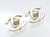 Vintage Chanel earrings turnlock CC logo silver color