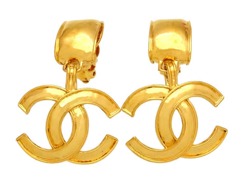 Vintage Chanel earrings large CC logo dangle
