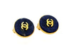 Vintage Chanel earrings CC logo navy stone