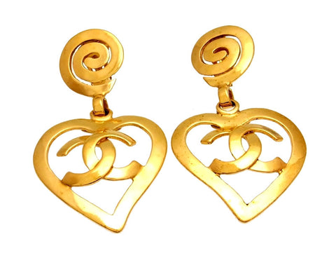 Chanel heart Earrings, Vintage Chanel earrings heart