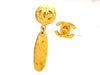 Vintage Chanel earrings CC logo gold bar dangle