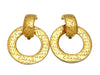 Vintage Chanel earrings logo hoop dangle