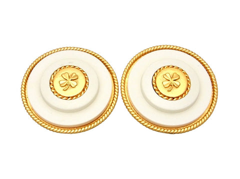 Vintage Chanel earrings clover white round
