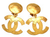 Vintage Chanel earrings CC logo round dangle