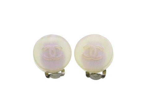 Vintage Chanel earrings CC logo plastic round