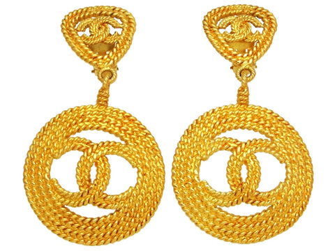 Vintage Chanel earrings CC logo hoop huge