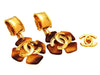 Vintage Chanel earrings CC logo brown dangle