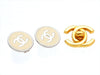 Vintage Chanel earrings CC logo white round