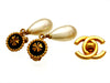 Vintage Chanel earrings clover pearl dangle