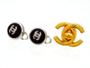 Vintage Chanel earrings CC logo red stone