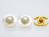 Vintage Chanel earrings logo pearl round white