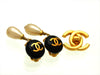 Vintage Chanel earrings CC logo round pearl dangle