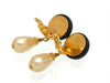 Vintage Chanel earrings CC logo round pearl dangle