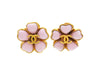 Vintage Chanel earrings CC logo pink flower