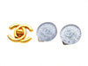 Vintage Chanel earrings CC logo light blue