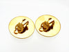 Vintage Chanel earrings CC logo COW round