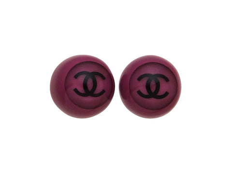 Vintage Chanel earrings CC logo purple round