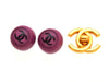 Vintage Chanel earrings CC logo purple round