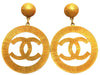 Vintage Chanel earrings CC logo sun burst hoop dangle