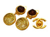 Vintage Chanel earrings CC logo brown glass dangle