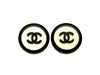 Vintage Chanel earrings CC logo mirror black