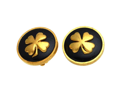 Vintage Chanel earrings clover black round