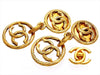 Vintage Chanel earrings CC logo round hoop dangle