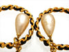 Vintage Chanel earrings CC logo hoop pearl dangle
