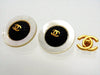 Vintage Chanel earrings CC logo round black white