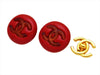 Vintage Chanel earrings CC logo round red plastic