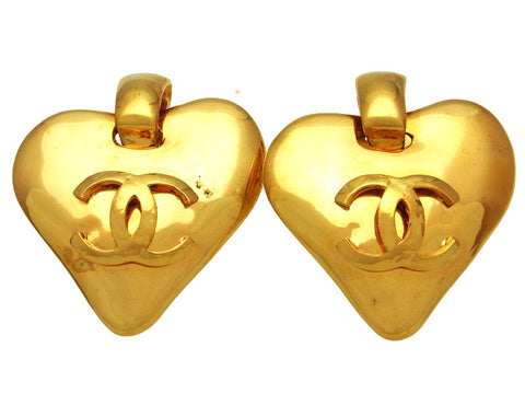 Vintage Chanel earrings CC logo heart dangle