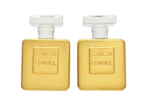 Vintage Chanel earrings logo perfume bottle