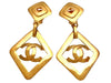 Vintage Chanel earrings CC logo rhombus dangle